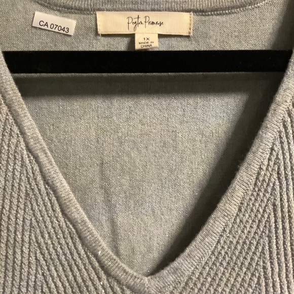 47. 🌟Host PickPlus Size 1X Soft Grey Sparkly Textured Pullover - Picture 2 of 10